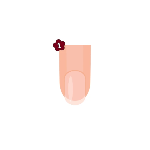 Illustration montrant l'étape 1 de la prise de mesure d'un ongle
