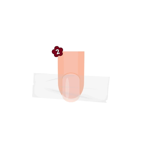 Illustration montrant l'étape 2 de la prise de mesure d'un ongle