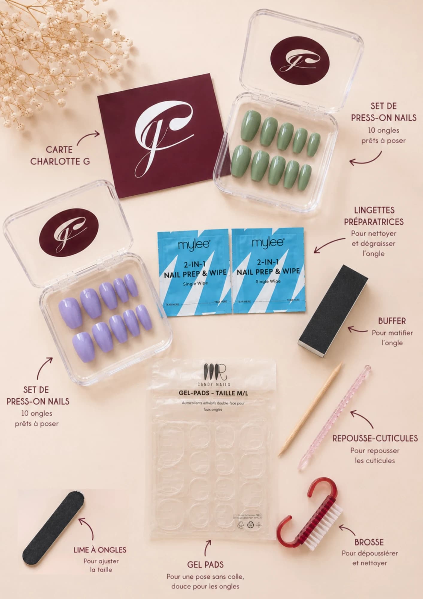 Publication Instagram Charlotte.G présentant le kit de pose des press-on nails