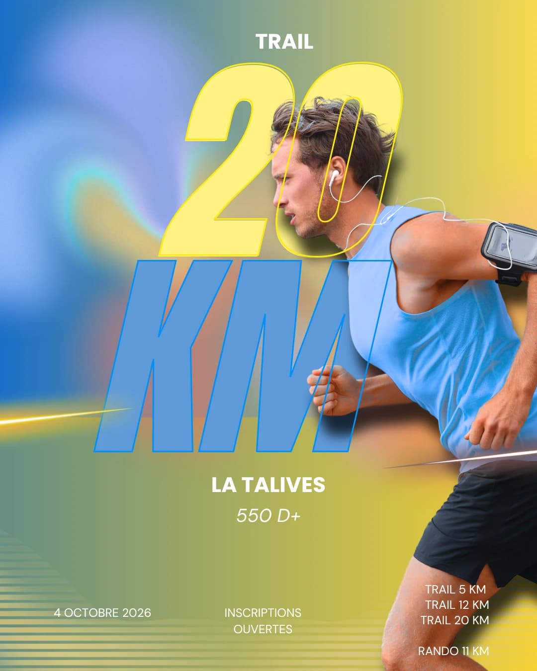Affiche du trail 20 km de la Course des Moulins, boucle de la Talives