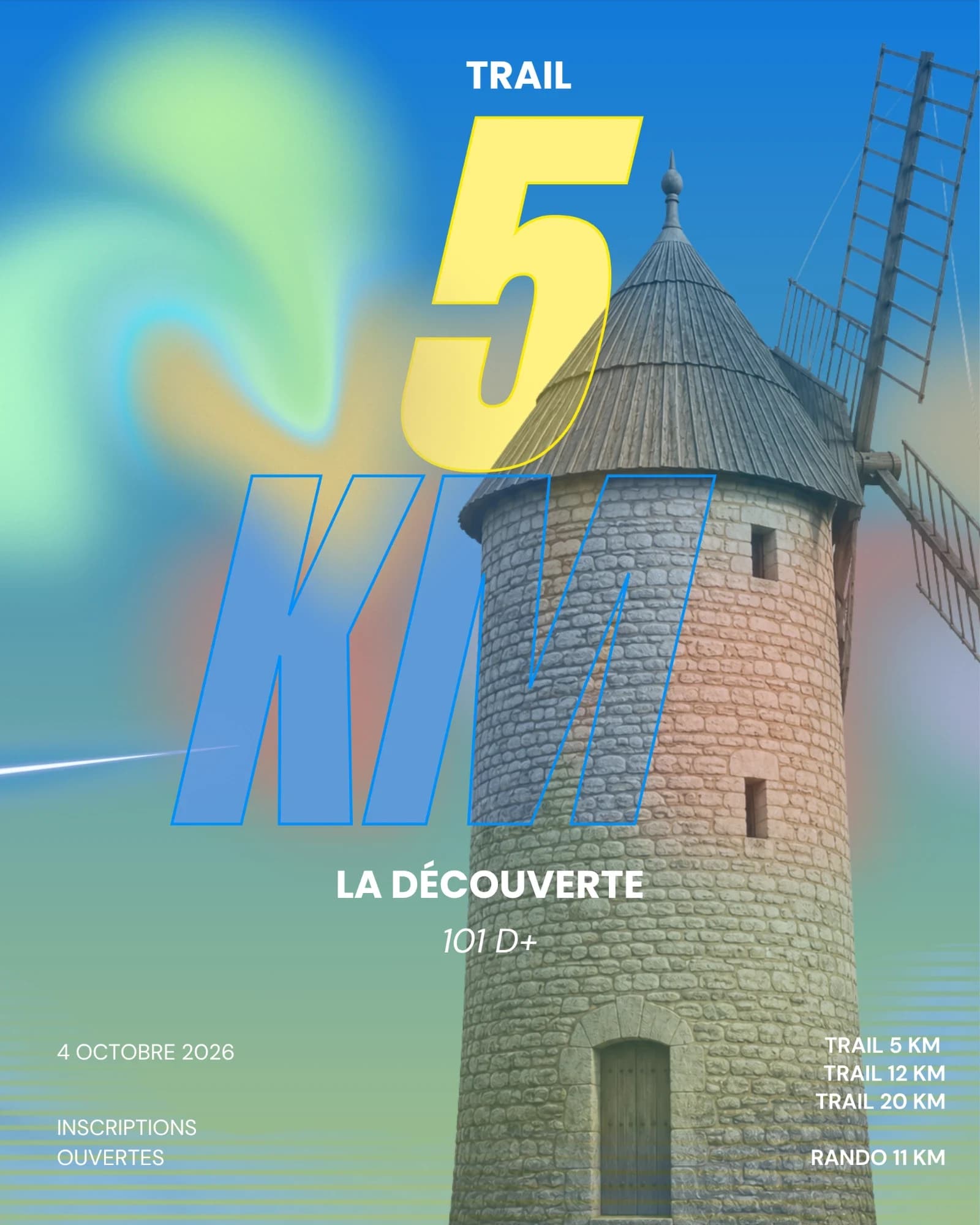 Affiche du Trail 5 km La Découverte de la Course des Moulins