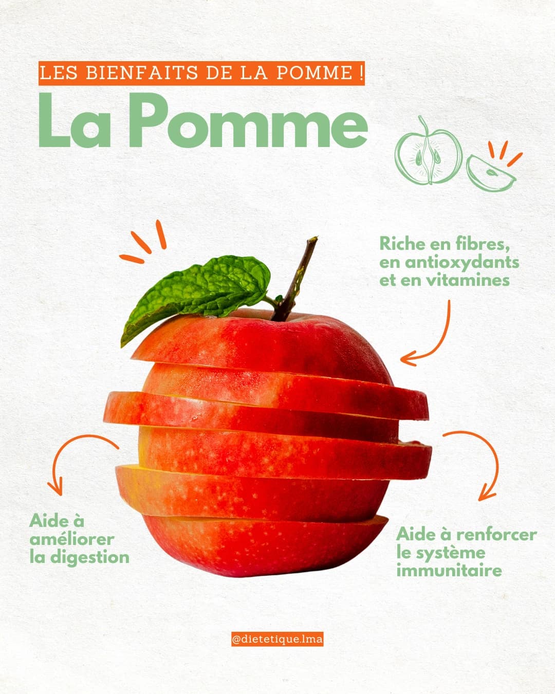 Publication Instagram et Facebook LMA sur les bienfaits de la pomme